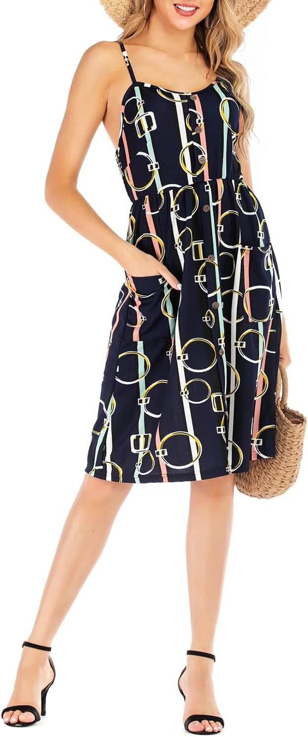 mini dress, short dress, dress, sun dress, summer style, summer fashion, sundress, sleeveless, beachwear, vacation style, black dress, women's casual dress, stripes dress