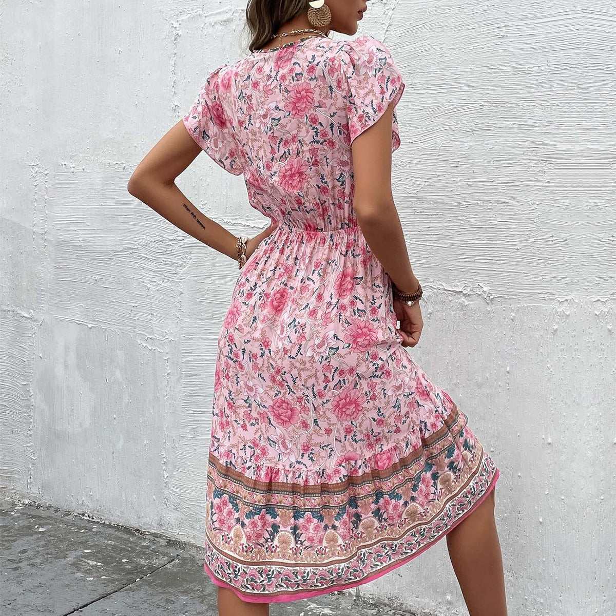 boho dress, boho style, bohemian dress, floral dress, mini dress, Midi dress, hippie style, spring dress, summer dress, Bohemian, beachwear, Women's dresses, Pink dress, Boho chic dress