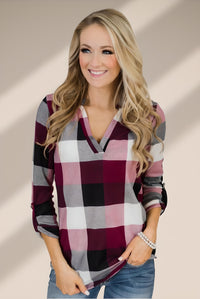 Plaid Long Sleeve Top