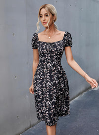 Black Floral Midi Dress