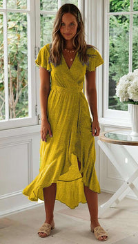 Bohemian Midi Wrap Dress