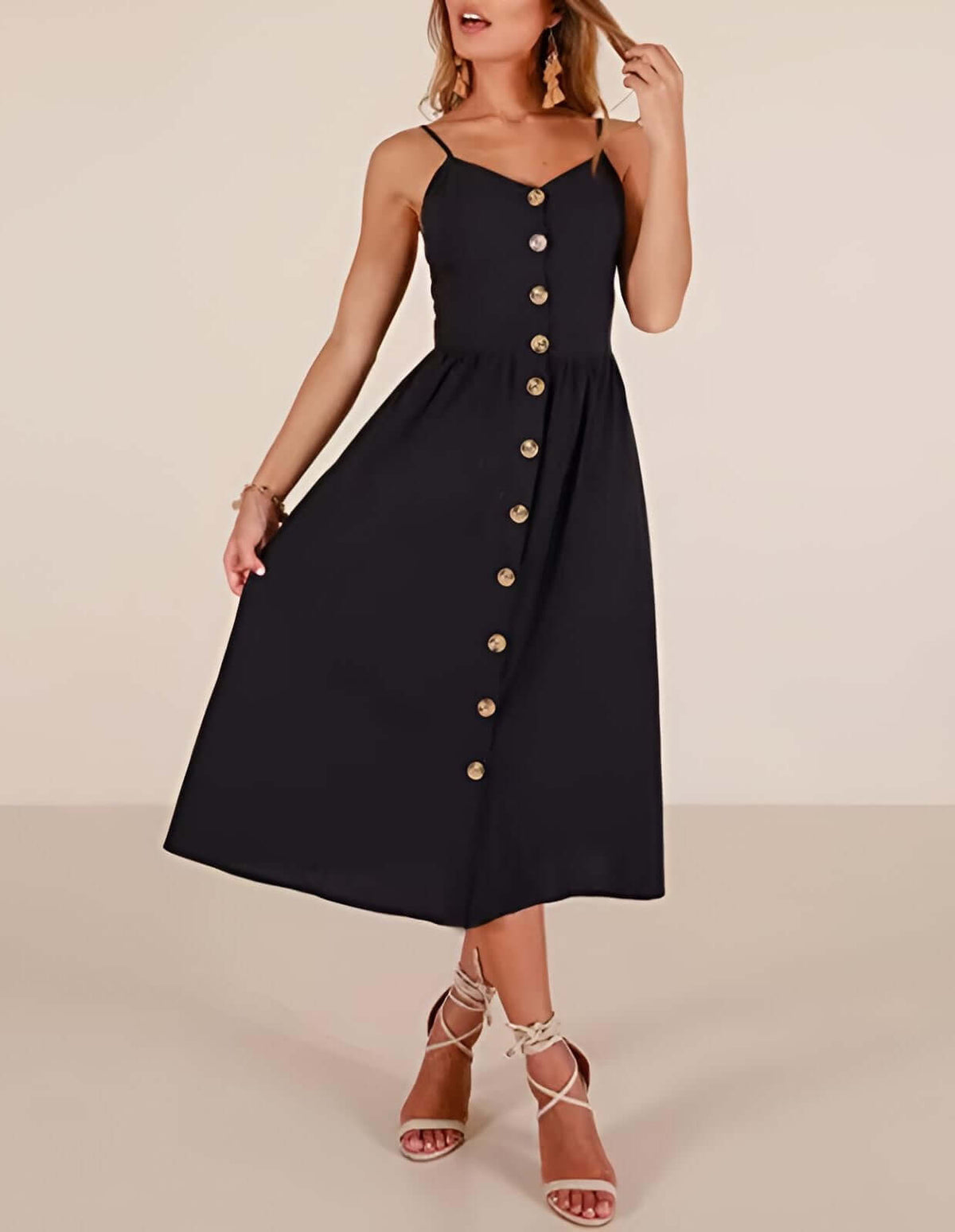 mini dress, solid color dress, dress, sun dress, summer style, summer fashion, sundress, sleeveless, beachwear, vacation style, black dress, women's casual dress, midi dress