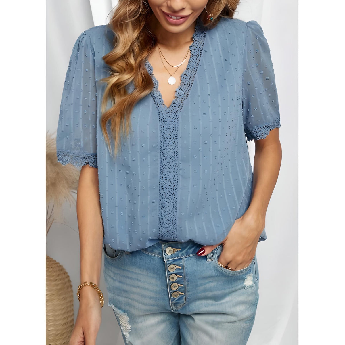 Blouse, tee, top, Women's tops, women's blouses, cute top, puff sleeve top, ruffle sleeve, trendy, new style, Shirt, office wear, business attire, Office blouse, casual top, business top, blue top, Trendy office wear for women, tiered sleeve tops, lace to