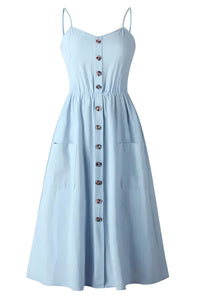 mini dress, solid color dress, dress, sun dress, summer style, summer fashion, sundress, sleeveless, beachwear, vacation style, blue dress, women's casual dress