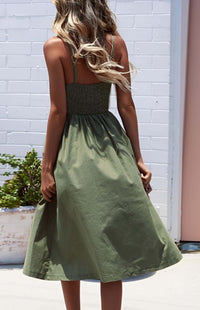 mini dress, solid color dress, dress, sun dress, summer style, summer fashion, sundress, sleeveless, beachwear, vacation style, green dress, women's casual dress
