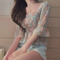 Blouse, tee, top, Floral blouse, Green blouse, top, cute top, Floral top, Green top, ruffle, trendy, new style
