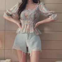 Blouse, tee, top, Floral blouse, Green blouse, top, cute top, Floral top, Green top, ruffle, trendy, new style