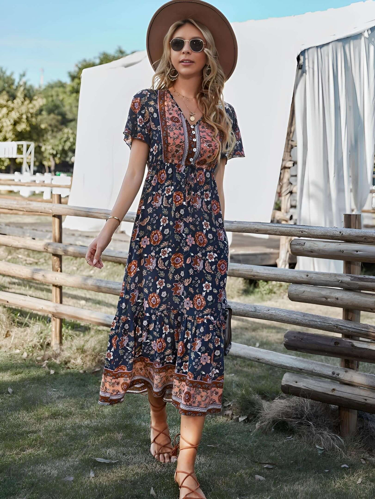 boho dress, boho style, bohemian dress, floral dress, maxi dress, Midi dress, hippie style, spring dress, blue dress, summer dress, Bohemian, beachwear