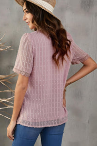 Blouse, tee, top, Women's tops, women's blouses, cute top, puff sleeve top, ruffle sleeve, trendy, new style, Shirt, office wear, business attire, Office blouse, casual top, business top, pink top, Trendy office wear for women, tiered sleeve tops, lace to