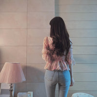 Blouse, tee, top, Floral blouse, Pink blouse, top, cute top, Floral top, pink top, ruffle, trendy, new style