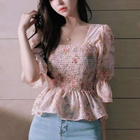 Blouse, tee, top, Floral blouse, Pink blouse, top, cute top, Floral top, pink top, ruffle, trendy, new style