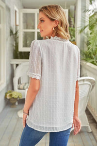 Blouse, tee, top, Women's tops, women's blouses, cute top, puff sleeve top, ruffle sleeve, trendy, new style, Shirt, office wear, business attire, Office blouse, casual top, business top, white top, Trendy office wear for women, tiered sleeve tops, lace t
