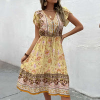 boho dress, boho style, bohemian dress, floral dress, mini dress, Midi dress, hippie style, spring dress, summer dress, Bohemian, beachwear, Women's dresses, Yellow dress, Boho chic dress