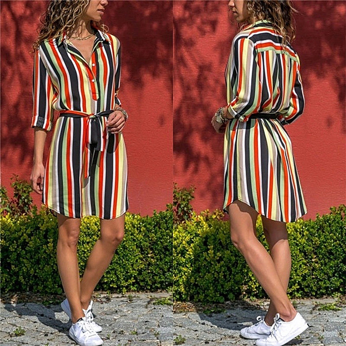 Multi Striped Shirt Dress