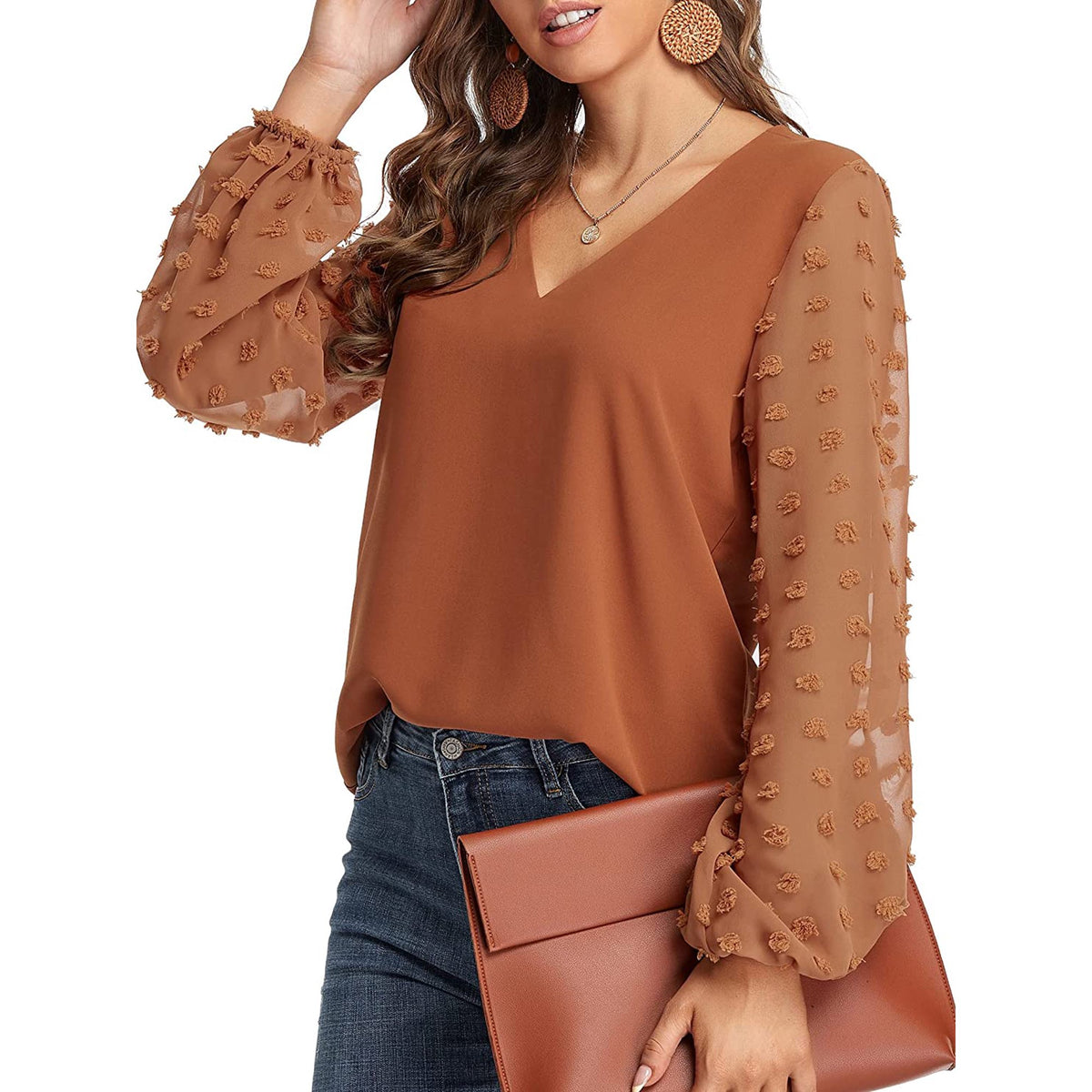 Blouse, tee, top, Women's tops, women's blouses, cute top, beige top, ruffle, trendy, new style, Shirt, office wear, business attire, Office blouse, casual top, business top, two tone top, Trendy office wear for women, long sleeve tops, Swiss dots