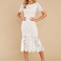 Elegant Floral Lace Midi Dress