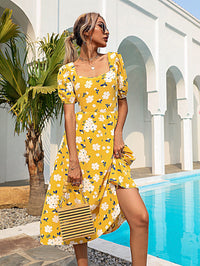 Backless Floral Midi Dress