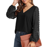 Blouse, tee, top, Women's tops, women's blouses, cute top, beige top, ruffle, trendy, new style, Shirt, office wear, business attire, Office blouse, casual top, business top, two tone top, Trendy office wear for women, long sleeve tops, Swiss dots