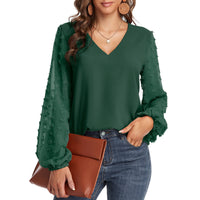 Blouse, tee, top, Women's tops, women's blouses, cute top, Green top, ruffle, trendy, new style, Shirt, office wear, business attire, Office blouse, casual top, business top, two tone top, Trendy office wear for women, long sleeve tops, Swiss dots