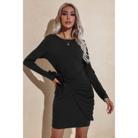 Ruched Tie Mini Dress
