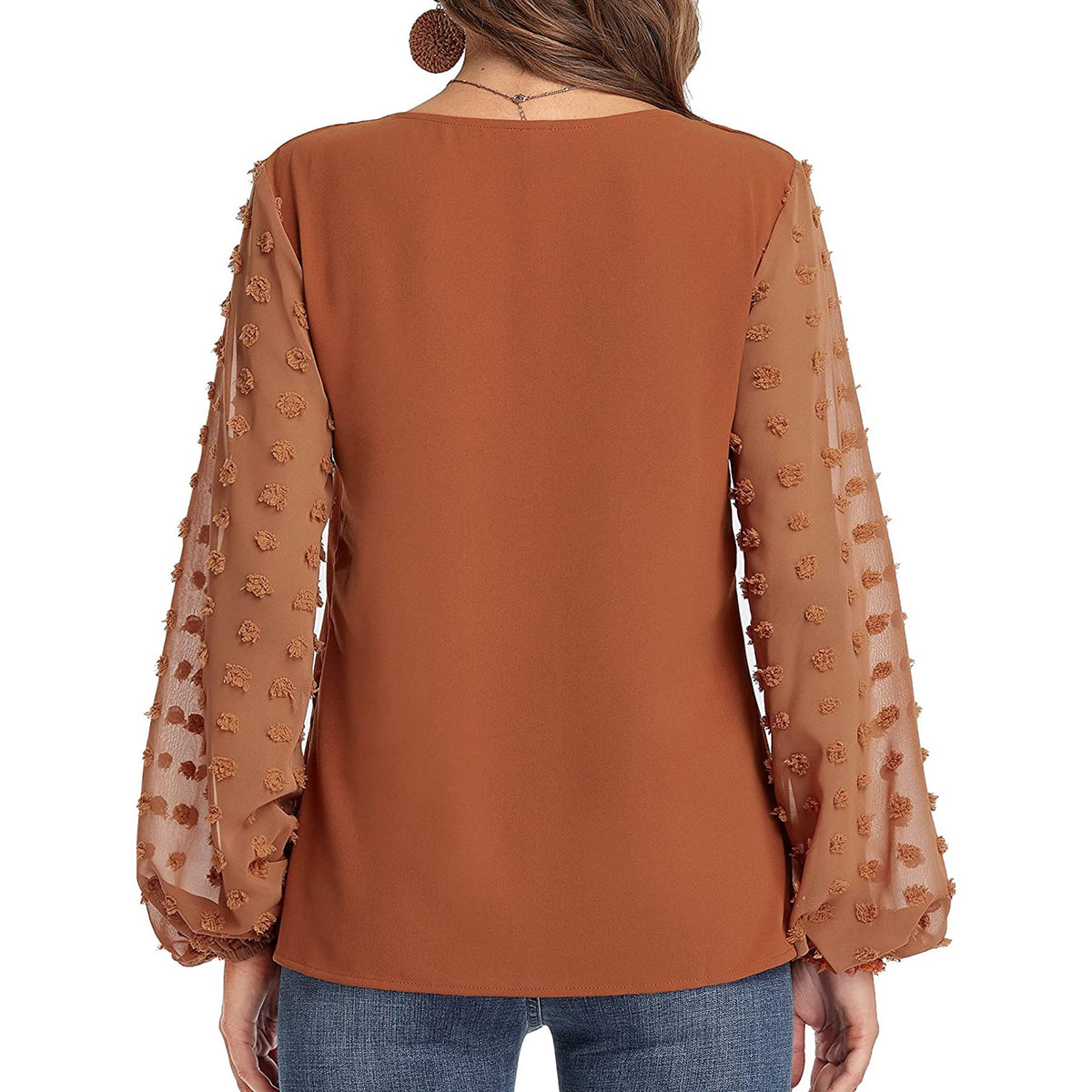 Blouse, tee, top, Women's tops, women's blouses, cute top, beige top, ruffle, trendy, new style, Shirt, office wear, business attire, Office blouse, casual top, business top, two tone top, Trendy office wear for women, long sleeve tops, Swiss dots