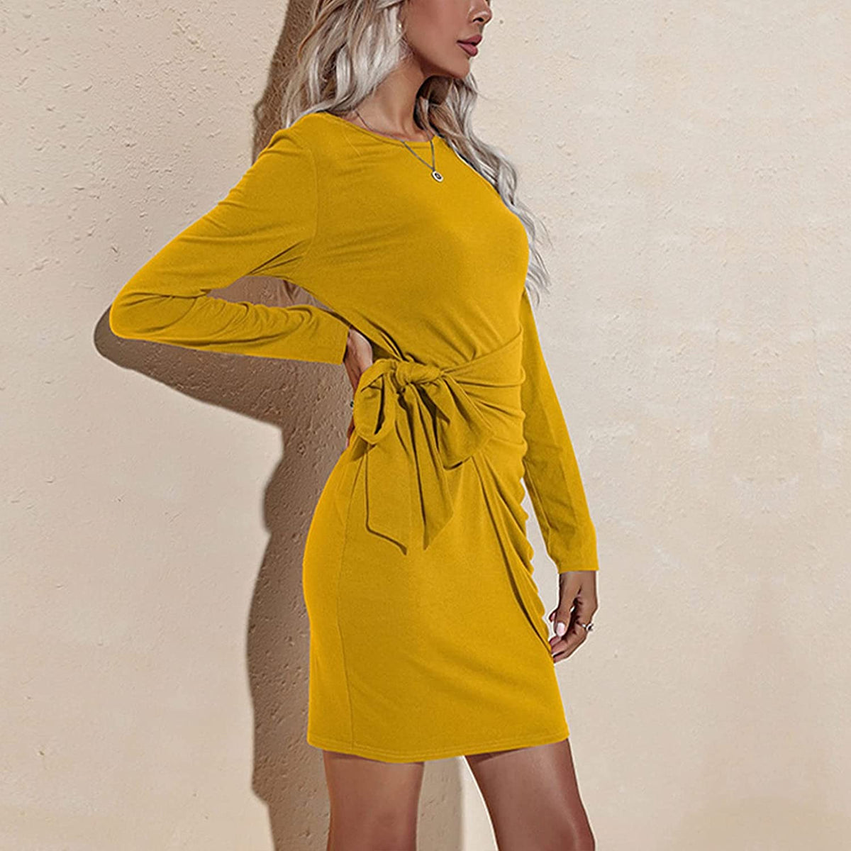 Ruched Tie Mini Dress
