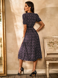 Ditsy Floral Split Midi Dress