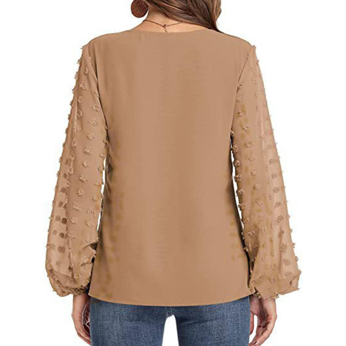 Blouse, tee, top, Women's tops, women's blouses, cute top, beige top, ruffle, trendy, new style, Shirt, office wear, business attire, Office blouse, casual top, business top, two tone top, Trendy office wear for women, long sleeve tops, Swiss dots