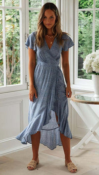 Bohemian Midi Wrap Dress