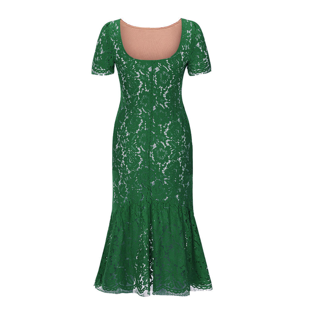 Elegant Floral Lace Midi Dress