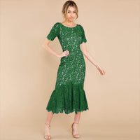 Elegant Floral Lace Midi Dress