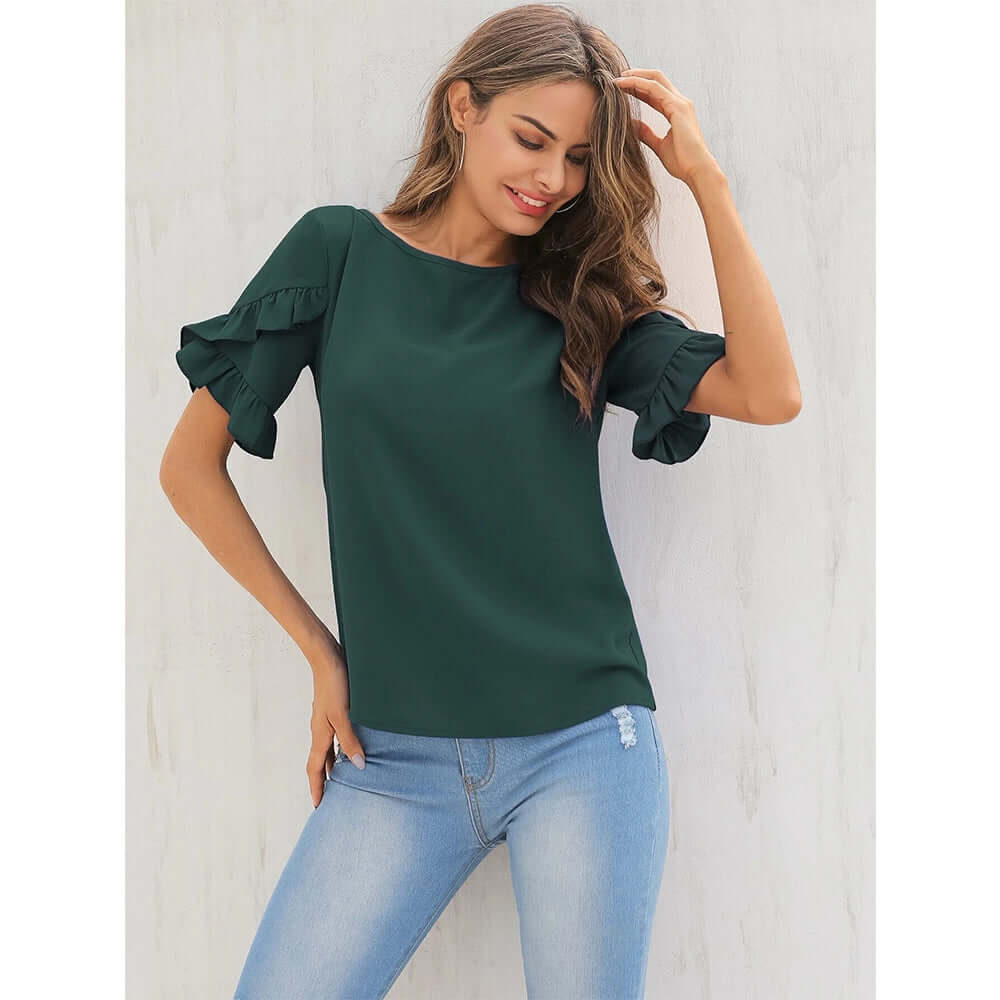 Ruffle Tier Sleeve Blouse