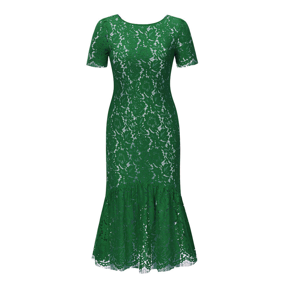 Elegant Floral Lace Midi Dress