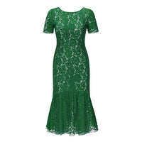Elegant Floral Lace Midi Dress