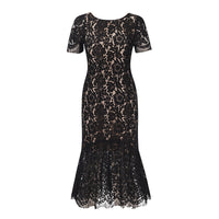 Elegant Floral Lace Midi Dress