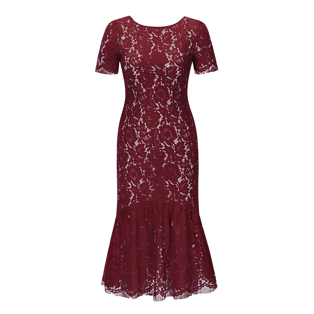 Elegant Floral Lace Midi Dress