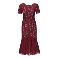 Elegant Floral Lace Midi Dress