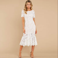 Elegant Floral Lace Midi Dress