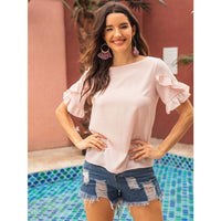 Ruffle Tier Sleeve Blouse