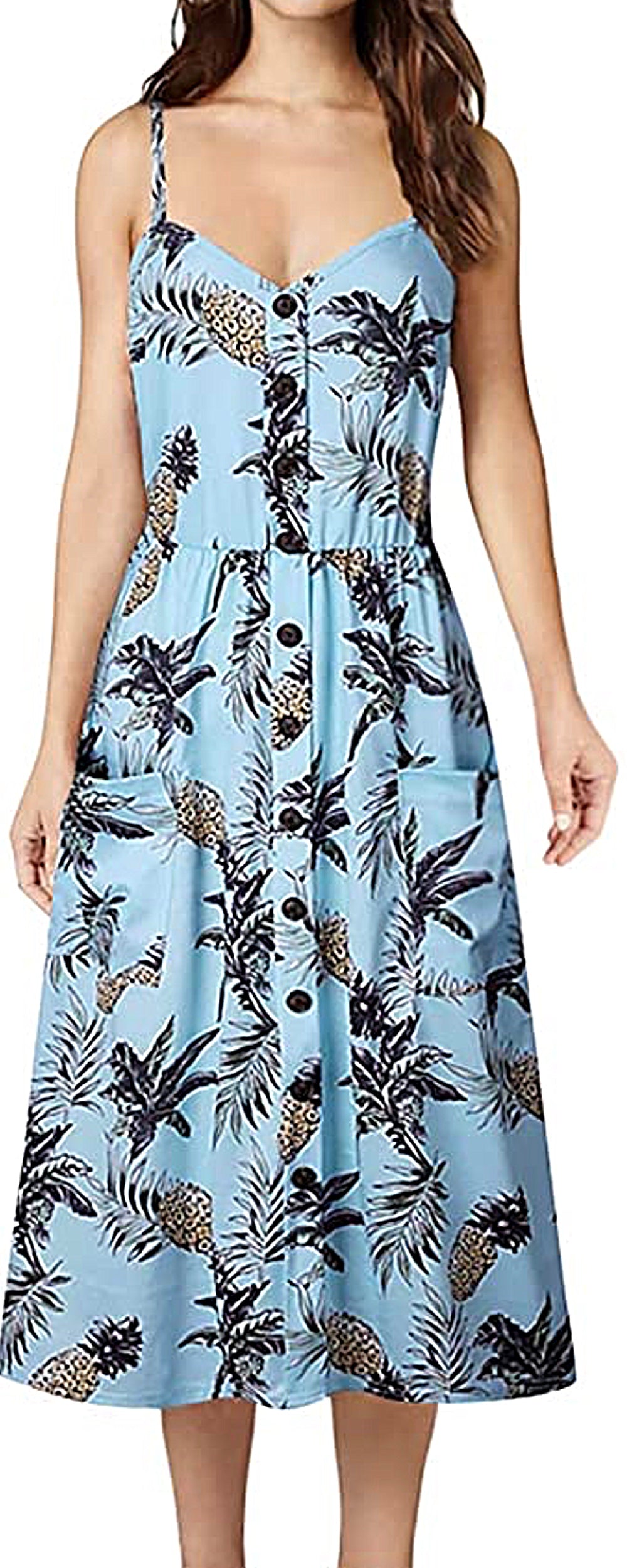 mini dress, Floral dress, dress, sun dress, summer style, summer fashion, sundress, sleeveless, beachwear, vacation style, blue dress, women's casual dress, Pinapple dress