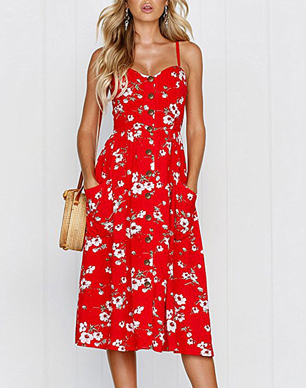 mini dress, Floral dress, dress, sun dress, summer style, summer fashion, sundress, sleeveless, beachwear, vacation style, red dress, women's casual dress