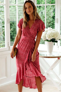 Bohemian Midi Wrap Dress