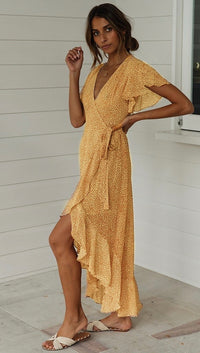 Bohemian Midi Wrap Dress