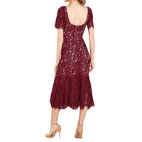 Elegant Floral Lace Midi Dress