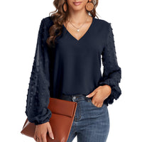 Blouse, tee, top, Women's tops, women's blouses, cute top, beige top, ruffle, trendy, new style, Shirt, office wear, business attire, Office blouse, casual top, business top, two tone top, Trendy office wear for women, long sleeve tops, Swiss dots
