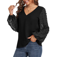 Blouse, tee, top, Women's tops, women's blouses, cute top, Black top, ruffle, trendy, new style, Shirt, office wear, business attire, Office blouse, casual top, business top, two tone top, Trendy office wear for women, long sleeve tops, Swiss dots