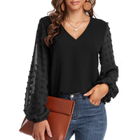 Blouse, tee, top, Women's tops, women's blouses, cute top, Navy top, ruffle, trendy, new style, Shirt, office wear, business attire, Office blouse, casual top, business top, two tone top, Trendy office wear for women, long sleeve tops, Swiss dots