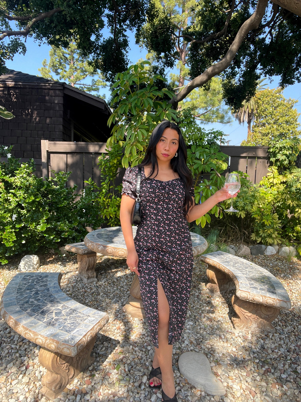Ditsy Floral Split Midi Dress