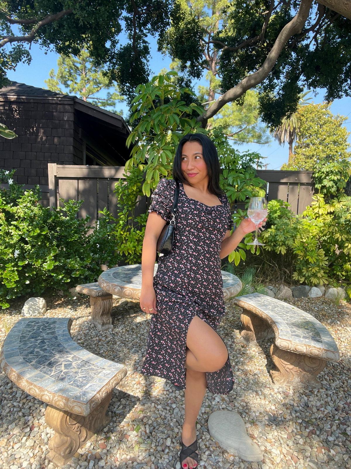 Ditsy Floral Split Midi Dress