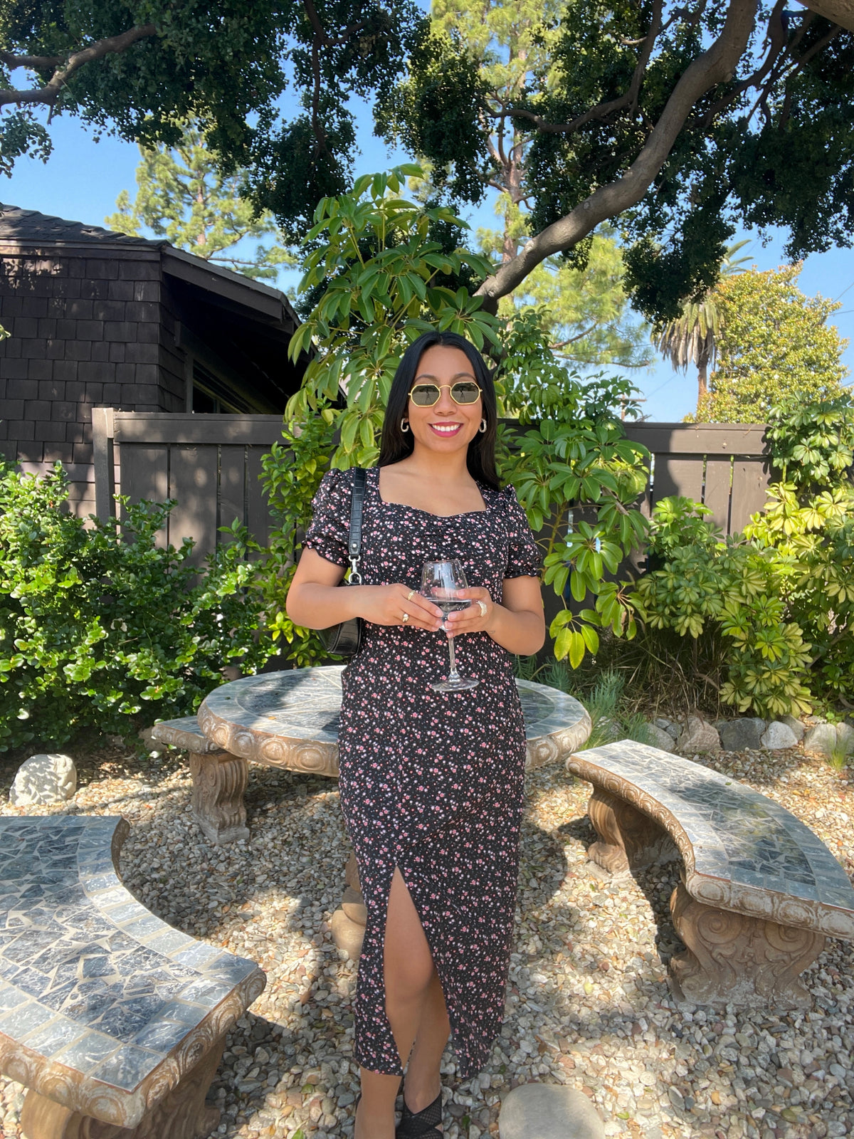 Ditsy Floral Split Midi Dress